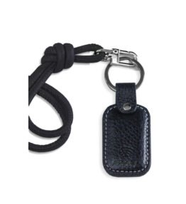 LEATHER KEYRING WITH STRAP BLACK