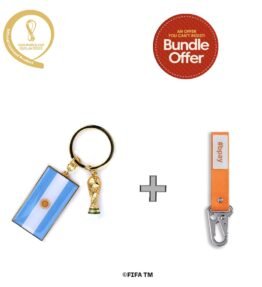 Keychain with Country flags ARGENTINA, CANVAS KEYRING - Orange